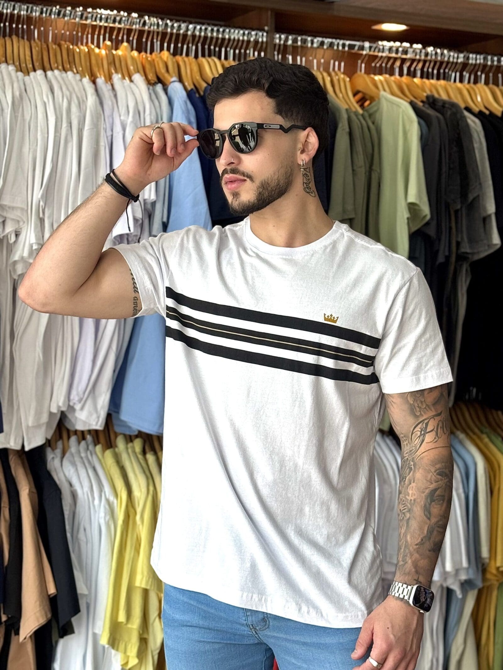 T-SHIRT LISTRADO PRANCHÃO MC