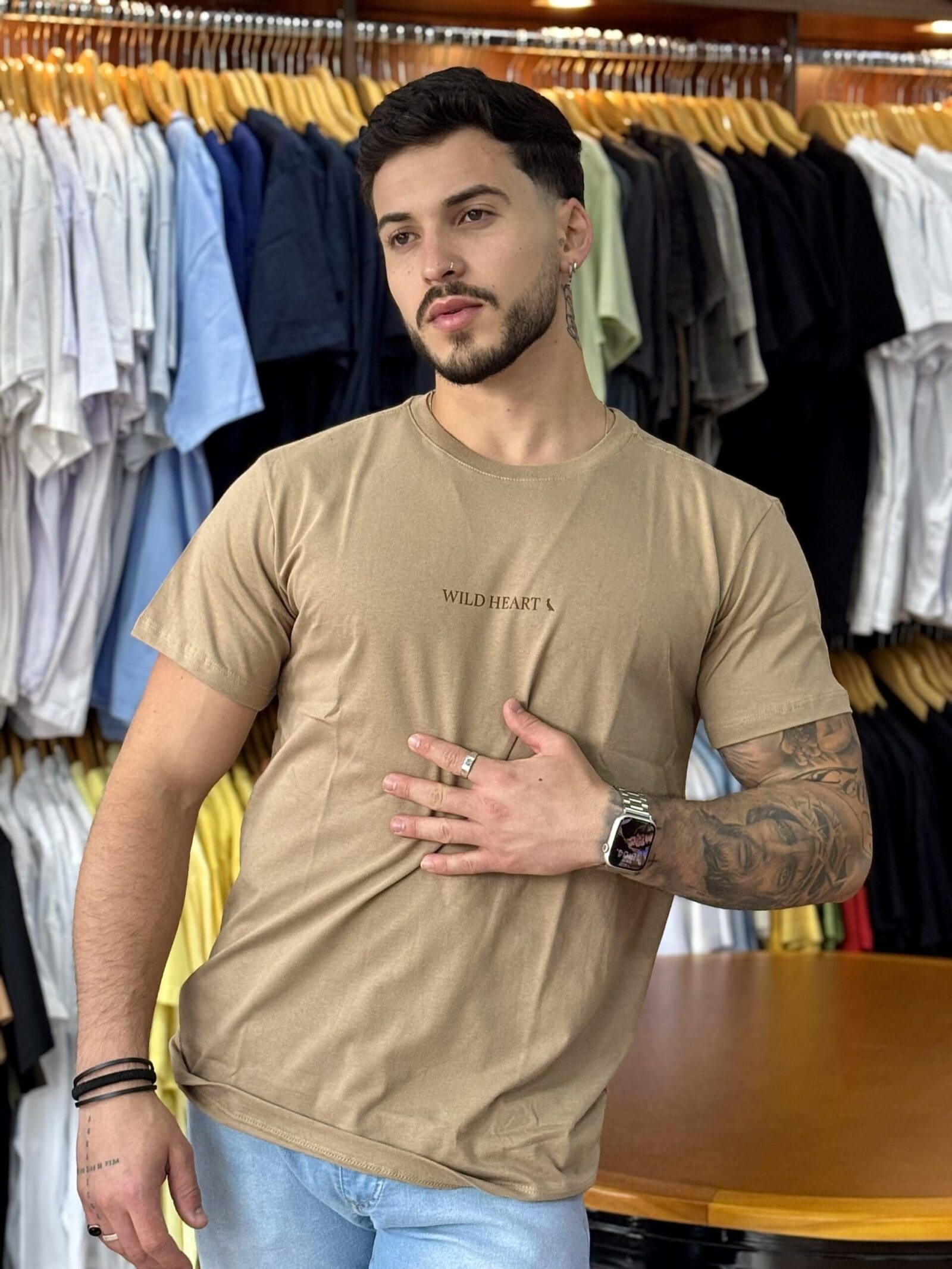 CAMISETA SLIM EST WILD HEART WORD