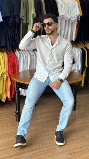 CAMISA MANGA LONGA SLIM SIBRA (BRANCO) - Imagem 2