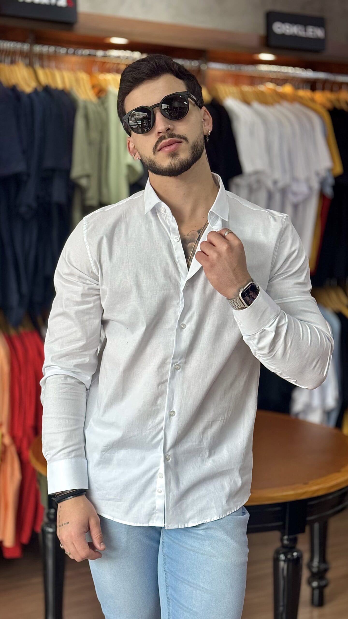 IMG_5261 CAMISA MANGA LONGA SLIM SIBRA (BRANCO) - Imagem 1