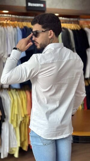 CAMISA MANGA LONGA SLIM SIBRA (BRANCO) - Imagem 3