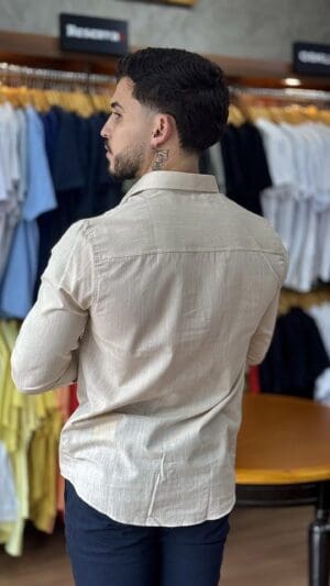 CAMISA MANGA LONGA SLIM SIBRA (PÉROLA) - Imagem 2