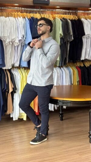 CAMISA MANGA LONGA SLIM SIBRA XADEZ (APOLO) - Imagem 2