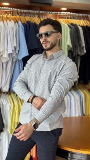CAMISA MANGA LONGA SLIM SIBRA XADEZ (APOLO)