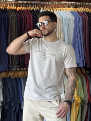 CAMISETA PIMA SLIN TO BE CARIOCA CINZA CONCRETO