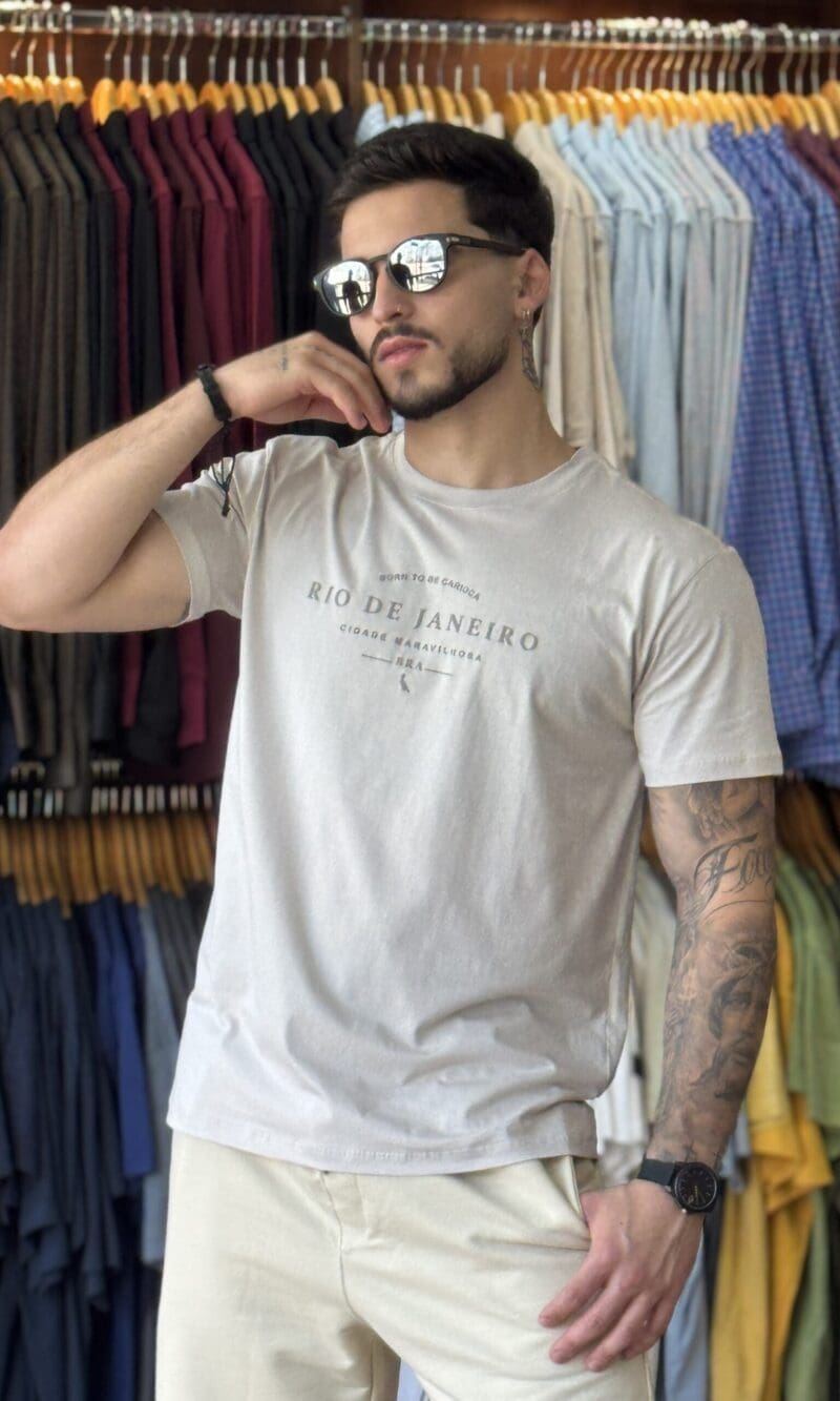 CAMISETA PIMA SLIN TO BE CARIOCA CINZA CONCRETO