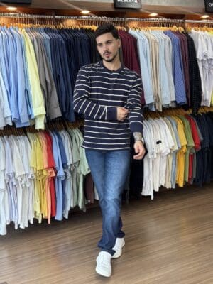 CAMISETA ML LISTRADO RIB RESERVA (SUÉTER) MARINHO - Imagem 2