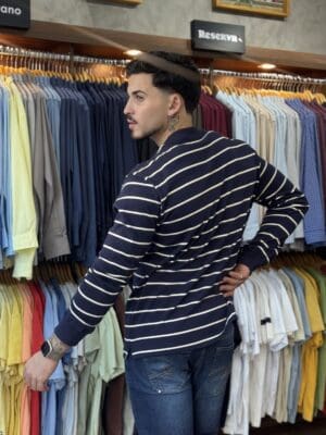 CAMISETA ML LISTRADO RIB RESERVA (SUÉTER) MARINHO - Imagem 3