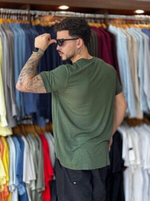 T-SHIRT LIGHT LINEN BRASÃO MC - VERDE PALMEIRA OSKLEN - Imagem 2