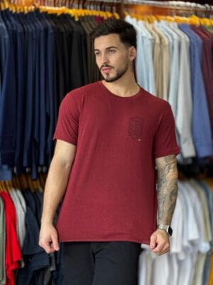 T-SHIRT LIGHT LINEN BRASAO MC-VINHO
