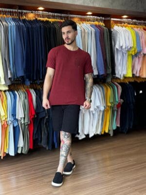 T-SHIRT LIGHT LINEN BRASAO MC-VINHO - Imagem 2